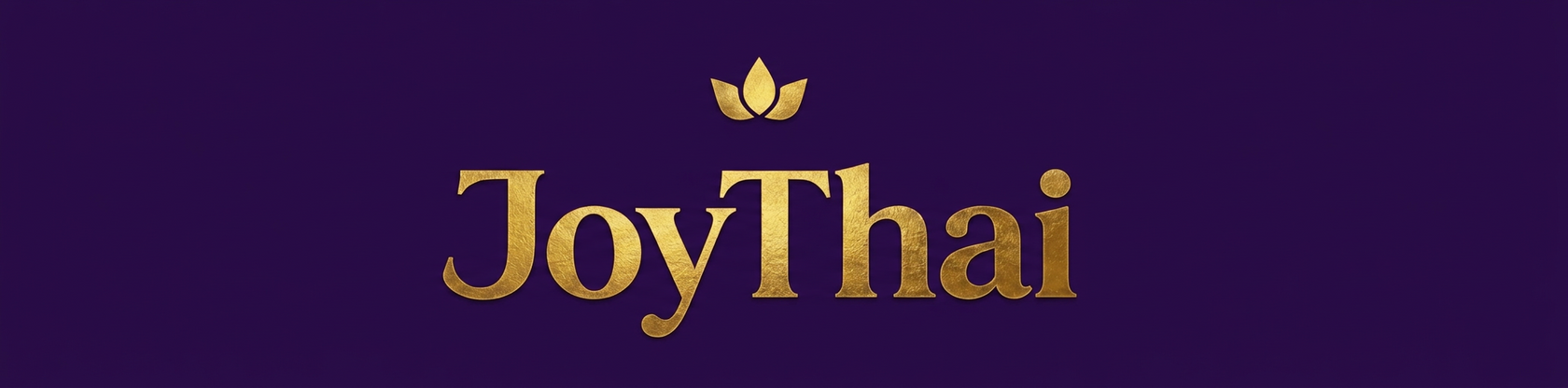 JoyThai — золотой логотип с лотосом